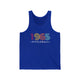 Unisex pickleball tank top with colorful "1965" numerals over a "PICKLEBALL" wordmark