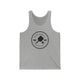 Athletic Heather unisex pickleball tank top with a circular Pickleball Bainbridge Island badge logo