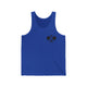 True Royal unisex pickleball tank top with a small crossed-paddles icon on the left chest