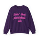 Pickleball crewneck sweatshirt with a pink script Livin' That Pickleball Life text design