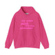 Heliconia pink pickleball hoodie with a pink script We Wear Pink and Play Pickleball text design