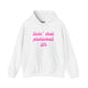 White pickleball hoodie with a pink script Livin' That Pickleball Life text design
