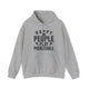 Sport Grey pickleball hoodie with bold stacked "HAPPY PEOPLE PLAY PICKLEBALL" text and crossed paddles graphic