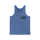 Blue TriBlend unisex pickleball tank top with a small crossed-paddles icon on the left chest