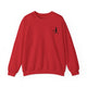 Pickleball sweatshirt with a small silhouette of a person swinging a pickleball paddle on the chest
