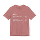 T-shirt with a humorous DUPR rating breakdown list design