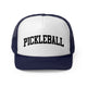 Navy trucker cap with a bold arched "PICKLEBALL" wordmark