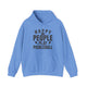 Carolina Blue pickleball hoodie with bold stacked "HAPPY PEOPLE PLAY PICKLEBALL" text and crossed paddles graphic